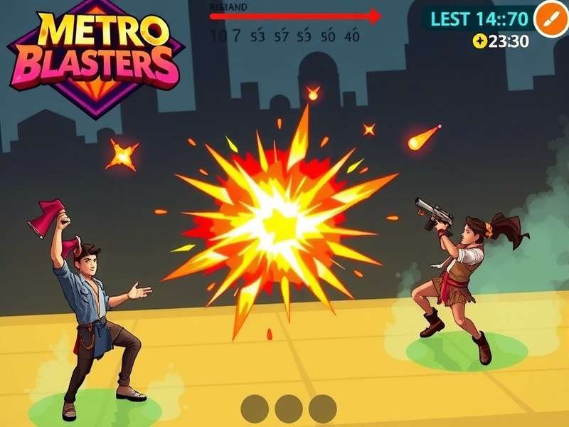 Metro Blasters gameplay screenshot showing explosive action